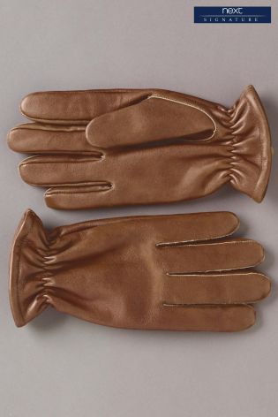 Tan Signature Leather Gloves